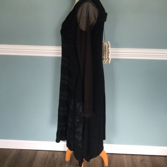 angels never die wool mixed media gothic dress whimsigoth fairycore mesh sheer M - Picture 4 of 9